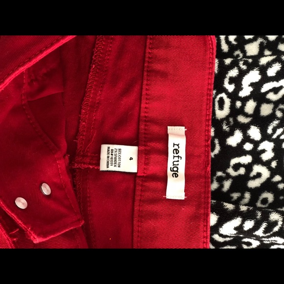 Red Denim Shorts (Like New) - Picture 3 of 3